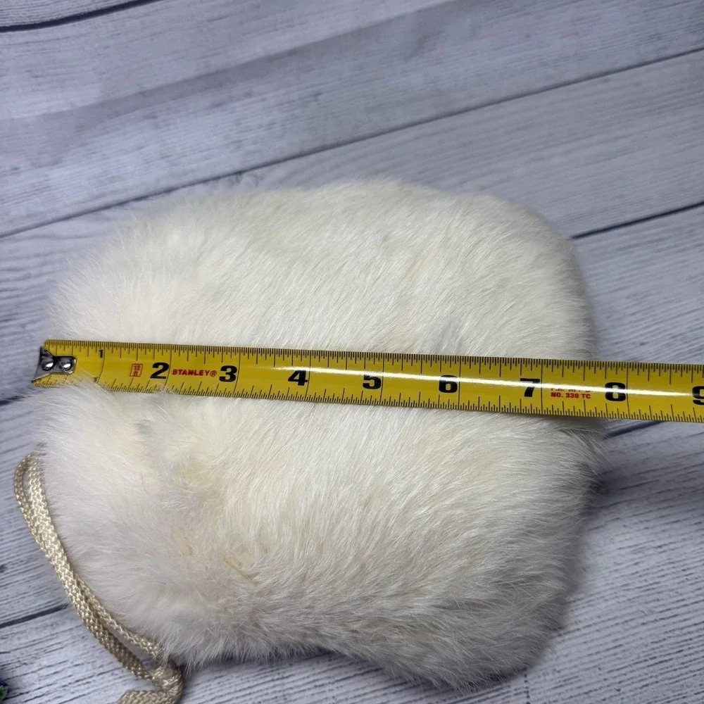 Vintage White Childs Fur Muff Hand Warmer 8